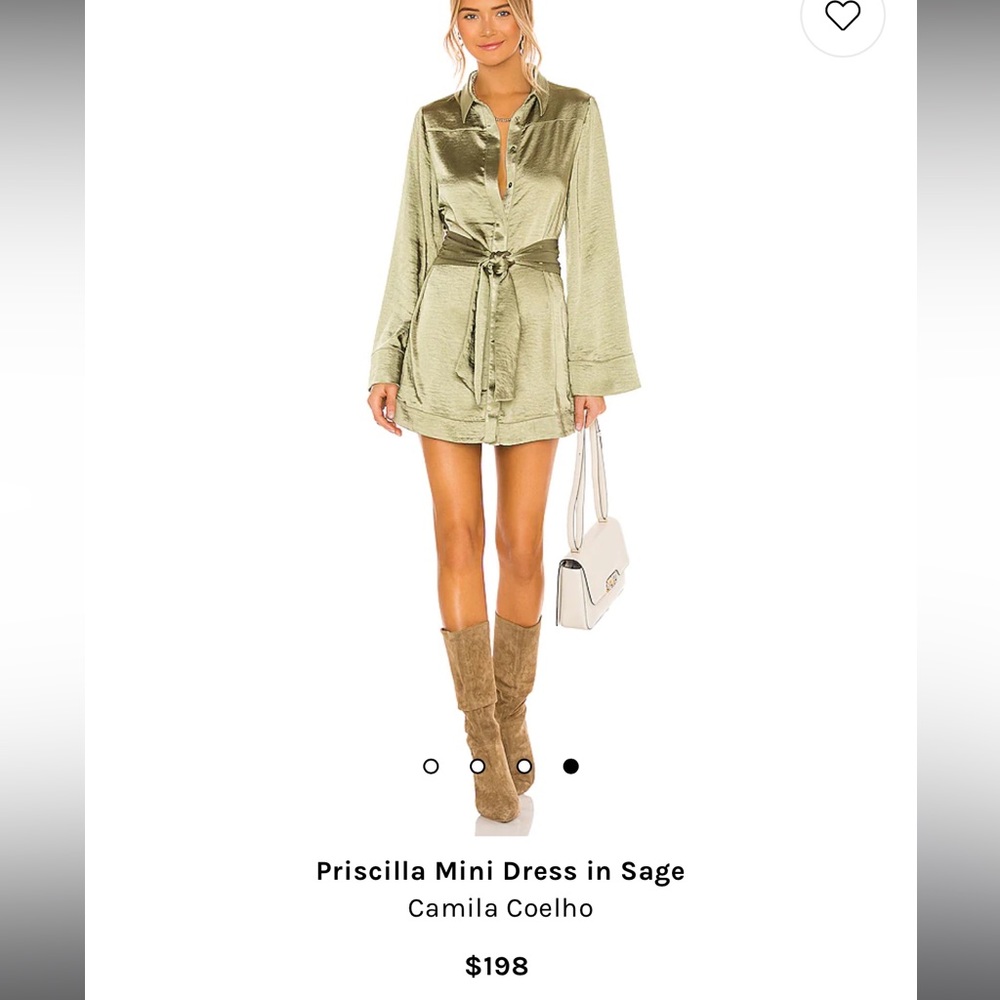 Camila Coelho Priscilla Mini Dress in Sage NWT
